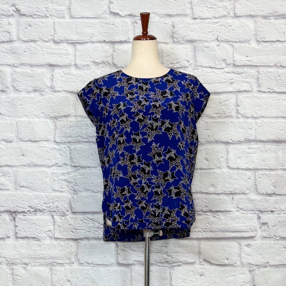 Diane Von Furstenberg Ultramarine Silk Star Print Top